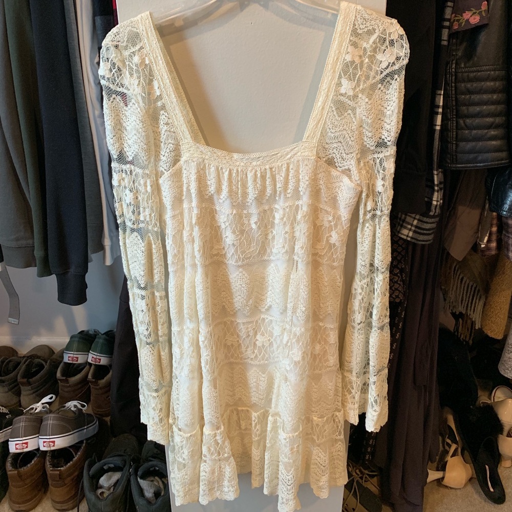 Boho cream lace dress